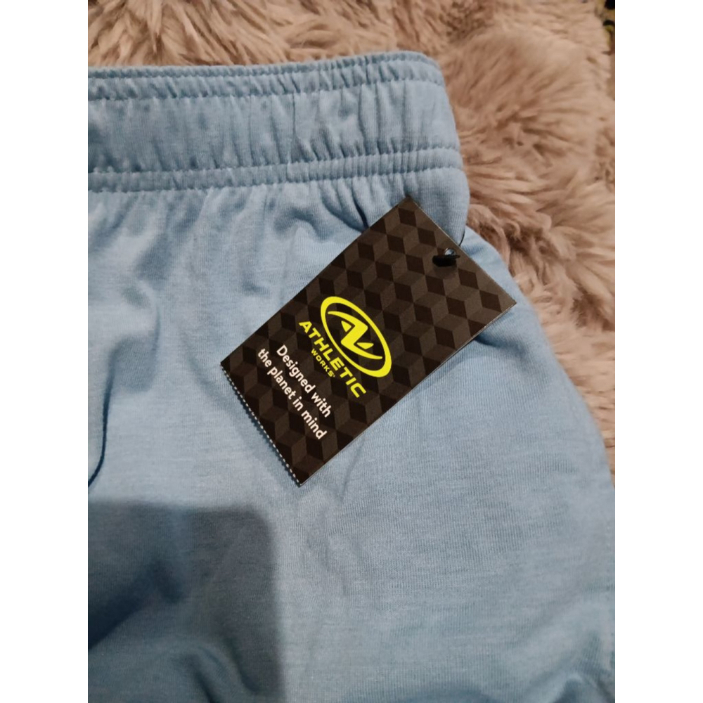 Athletic Works Soft Tri-Blend Shorts with Side Pockets & Drawstring in Blue - Picture 8 of 10